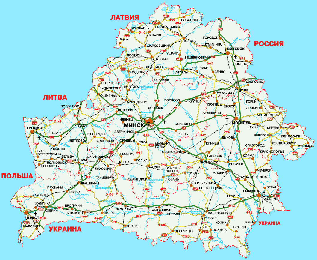 karta avtodorog belarusi